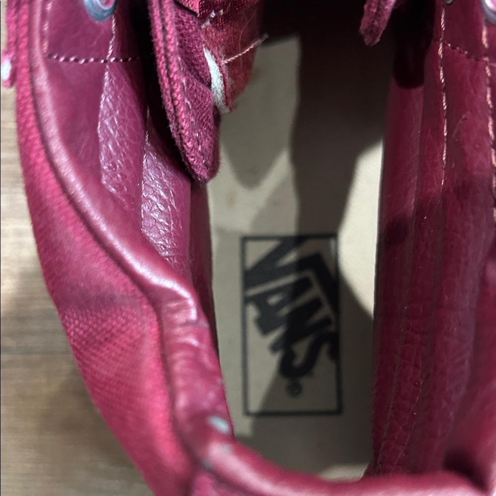 Vans Maroon High-Top Sneakers with White Stripe - Picture 4 of 6